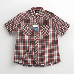 Wrangler Western Plaid Shirt Men's Large Pearl Snap Red I Cowboy Rodeo NEW